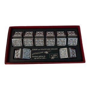 1970s Carvel Hall Silver Metal Knife/Place Card Holder, S/8